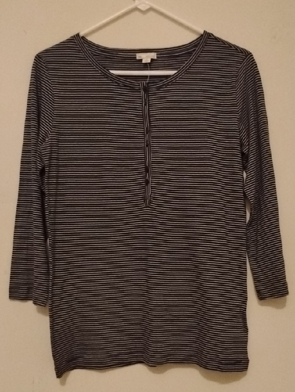 GAP Striped Pima Henley Navy Size Small NWT